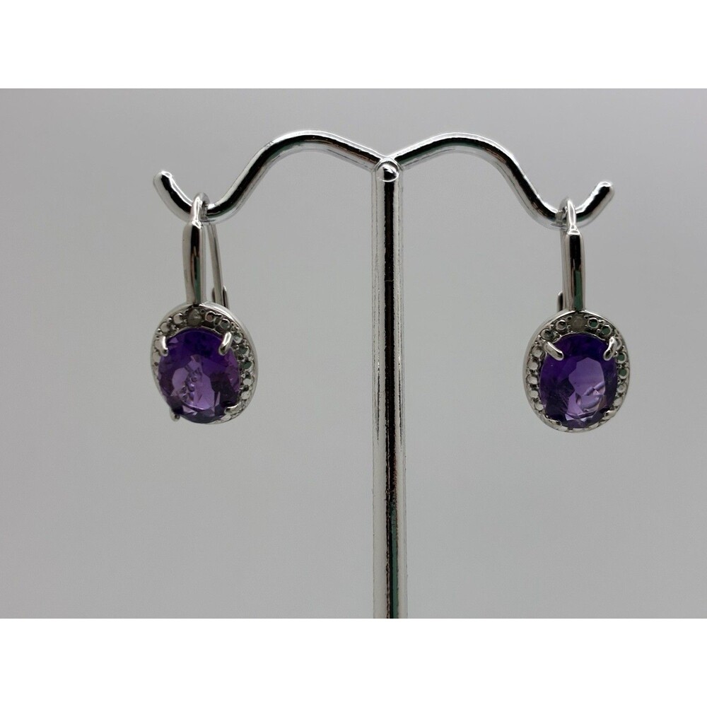 Amethyst? & Sterling Silver Maracasite Earrings DBJ925 China Oval Dangle
